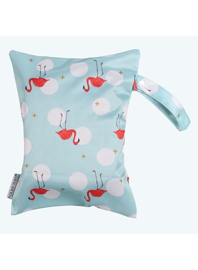 Polka Tots Waterproof Wet Bag Pouch with Zipper - Flamingo - Image 2